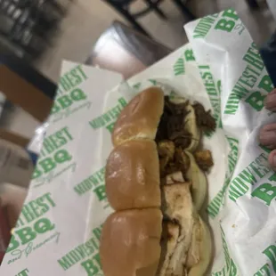 Trio slider , brisket , turkey, and chicken