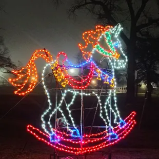 Rocking Horse.  Fantastic night to look at lights! Cherry on top!!