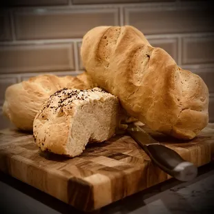 Old World Hard Crust Vienna Bread with and without Everything Topping