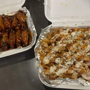 Buffalo chicken fries and Asian wings