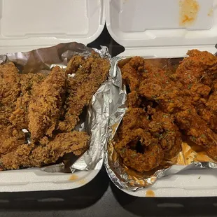 Buffalo and plain chicken tenders HUGE