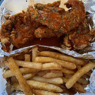 3 Piece Tender with Fries and Buffalo sauce