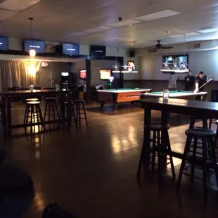 pool tables and televisions