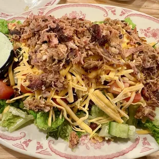 Midwood Chopped Salad with Avocado green goddess dressing and BBQ
