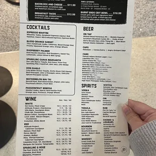 Menu as of December 2023
