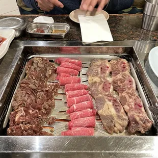 Korean BBQ, server placed on the grill for us :)