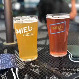 two beers on a table