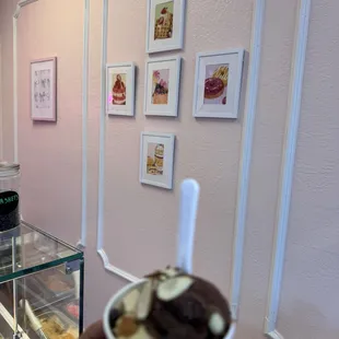 Chocolate gelato with almond shavings