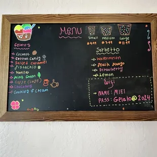Our gelato and sorbets menu ( flavors change)