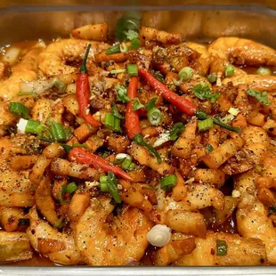 a close up of a dish of food