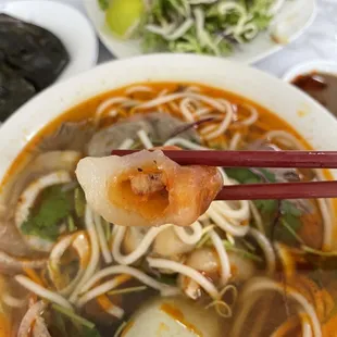 Inside the banh bot loc (so chewy with pork and shrimp filling)