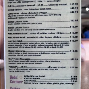 menu