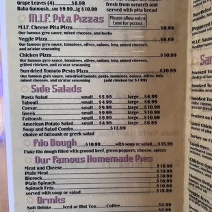 menu