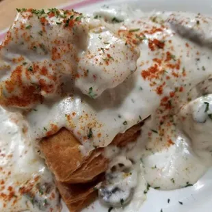 Chicken Puffed Pastry is a tall Puffed Pastry.Its served only on Tuesday and Wednesdays.