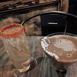 two drinks on a table