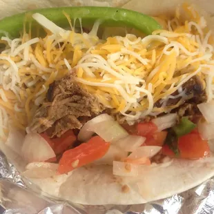 Beef with onions, peppers &amp; pico de gallo