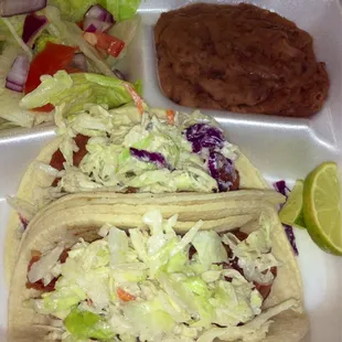 Shrimp is most popular!  Shrimp Taco Plate DRESSED w/ BACON &amp; SLAW!!