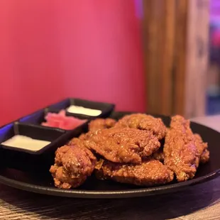 Delicious wings and fries chicken
