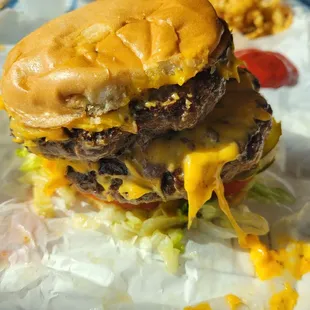 The "Beast", double 1/2 lb, double cheese burger.