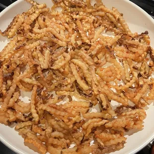 The fries we tried to crisp up once we got home from their earthworm consistency.