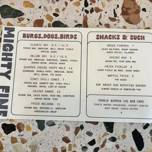 Lunch and Dinner menu