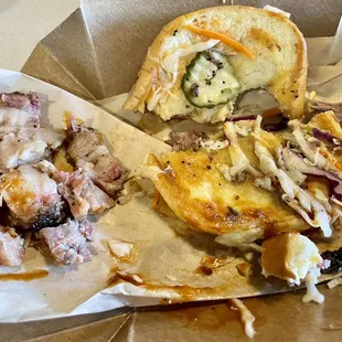 Big chunks of fat in the brisket sandwich. Bleh.