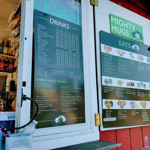 a menu on a window