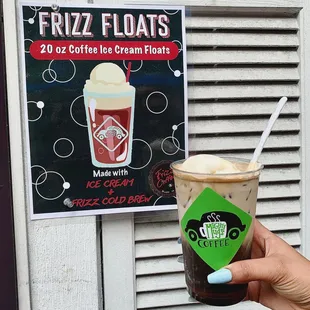 The Frizz Floats is made with our Imported Espresso Soda (Frizz Coffee) and Tillamook Vanilla Ice Cream!