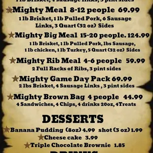 Family/group meals