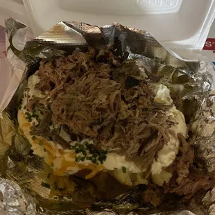 Pulled pork loaded baked potato