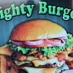 Made to order 1/3 pound burgers at: Mighty Wings at Poinciana: 3754 pleasant hill rd kissimmee: 407-785-1650