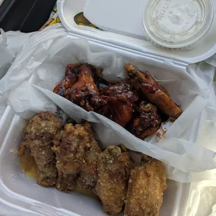 a takeout box of food