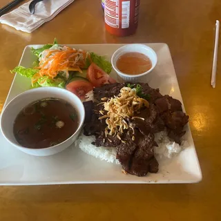 Grilled Ribeye Steak Rice Plate