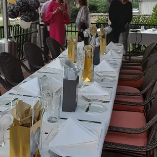 a long table set for a party