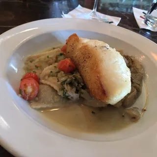 Chilean Sea Bass and Potato Chive Ravioli