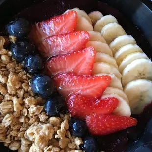 a bowl of fruit and granola