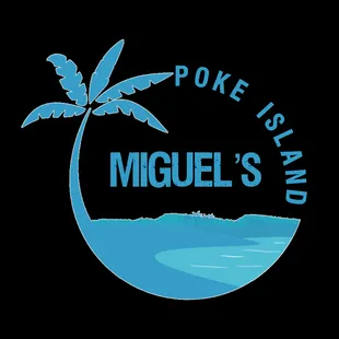 the logo for miguel's poke island