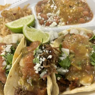 Three taco plate. Mild and medium salsa!