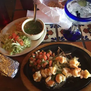 a plate of food and a bowl of soup