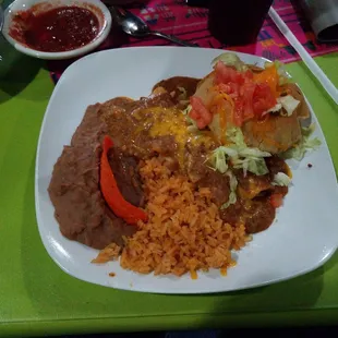 Puffed taco and beef enchilada