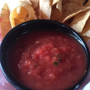 Excellent chips &amp; salsa! Chips are baked &amp; not greasy.