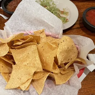 Chips and salsa and guacamole
