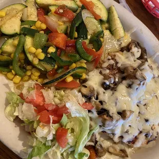 Monterrey Chicken w/ grilled veggies.