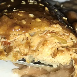 a close up of a piece of food
