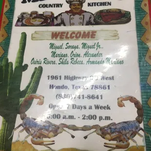Menu cover