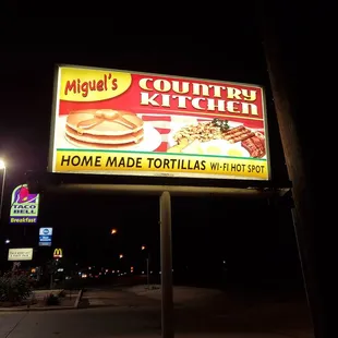 a sign in the dark
