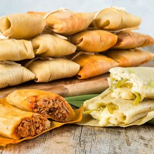 a stack of tasty looking burritos