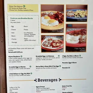 Breakfast menu