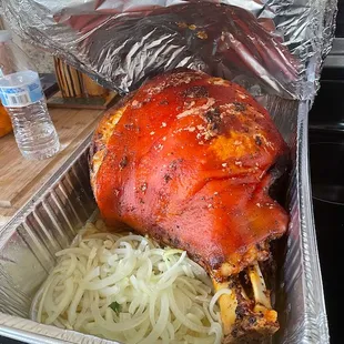 Pork Leg with onions and juice.
