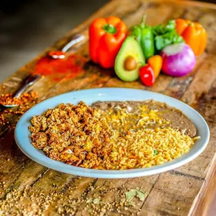 a plate of mexican food